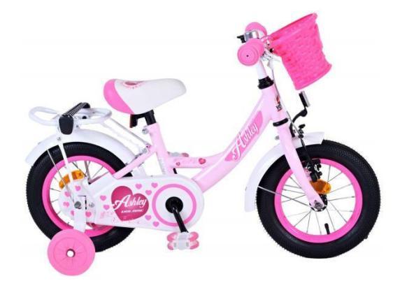 Volare Bicycles Ashley 12" roze fiets met mandje en zijwielen