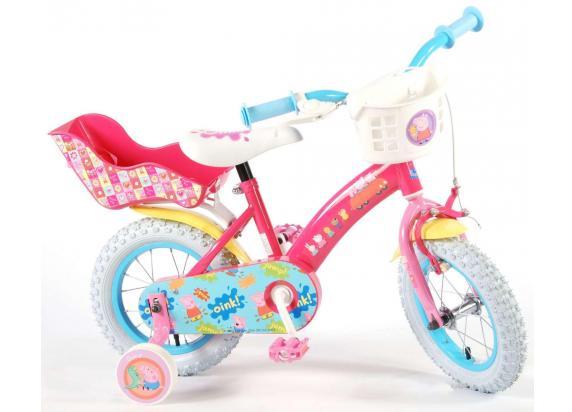 Volare Bicycles - Peppa Pig Peppa Pig 12" fiets met poppenzitje, mandje en zijwieltjes