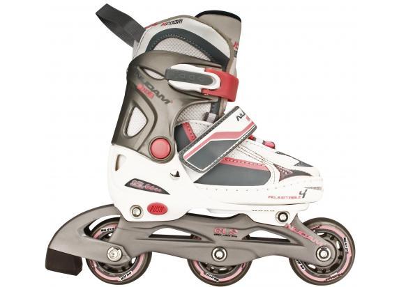 Nijdam Nijdam semi-softboot inline skates maat 30-33 wit/roze/grijs