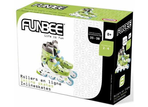 Inline Skates Funbee wit/groen verstelbaar maat 35-38