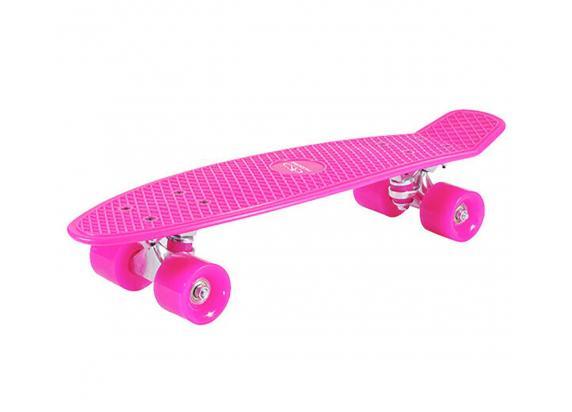 Hudora Retro kunststof skateboard pink met ABEC5 lagers