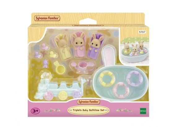 Sylvanian Families 5707 Drieling baby crème konijn badspeelset