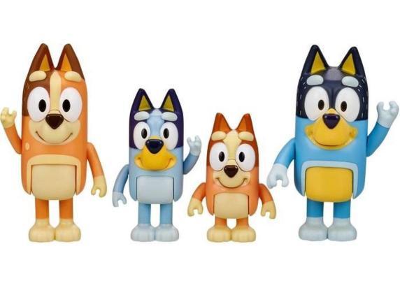 BLUEY - 4 speelfiguren Familie: Bluey, Bingo, Bandit & Chilli - Speelfigurenset