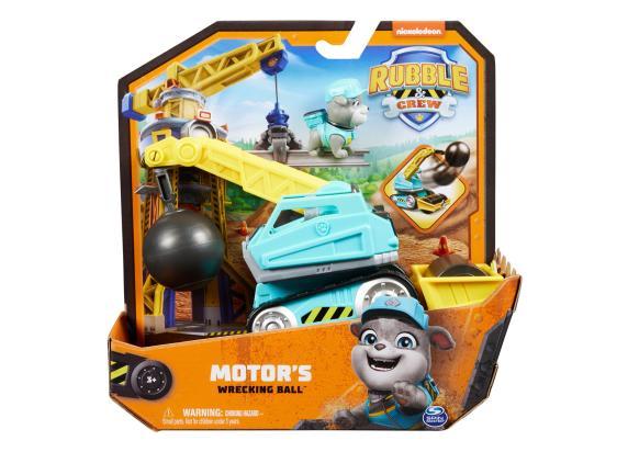 Rubble & Crew - Motor's Wrecking Ball-speelgoedauto met speelfiguur en beweegbare onderdelen - PAW Patrol speelgoed