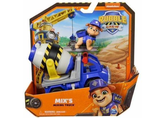 Rubble & Crew - Mix's Cementwagen met speelfiguur en beweegbare onderdelen - PAW Patrol speelgoed