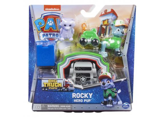 PAW Patrol Big Truck Pups - Rocky-actiefiguur met reddingsdrone - Speelfigurenset