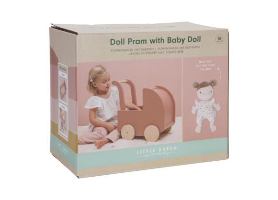 Little Dutch Poppenwagen FSC met textiel en babypop Rosa