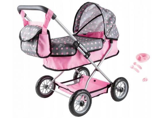 Bayer Smarty poppenwagen grijs/roze met luiertas