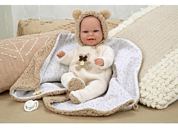 Arias Baby pop met speen en dekentje, beige ber