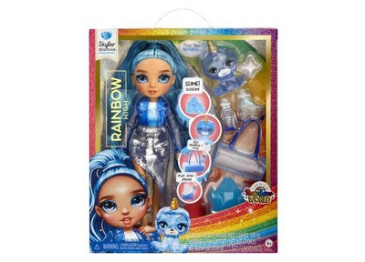 Rainbow High Klassieke Modepop - 28 cm - Skyler (blauw) - Met slijmset en diertje