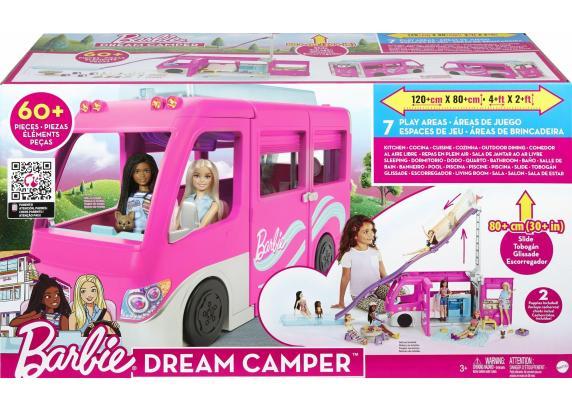 Barbie - Droomcamper Barbie auto - Speelset met Barbie meubels en glijbaan