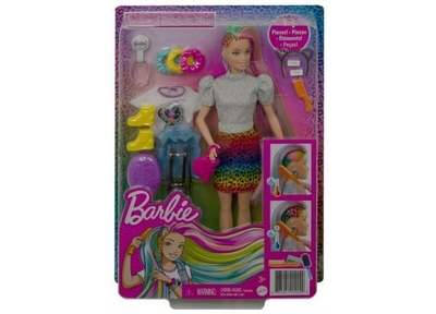 Barbie Leopard Regenbooghaar pop (blond)