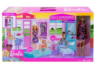 Barbie Barbie Draagbaar Huis met pop en accessoires