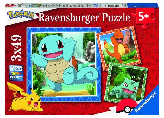 Ravensburger puzzel Pokémon - Legpuzzel - Drie puzzels - 49 stukjes - kinderpuzzel