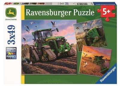 Ravensburger puzzel John Deere in aktie - Drie puzzels - 49 stukjes - kinderpuzzel