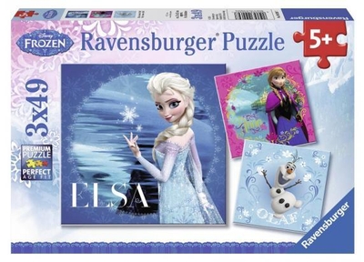 Ravensburger puzzel Disney Frozen Elsa, Anna & Olaf - 3x49 stukjes - kinderpuzzel
