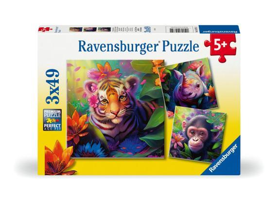 Ravensburger puzzel Jungle Babies - Drie puzzels - 49 stukjes - kinderpuzzel