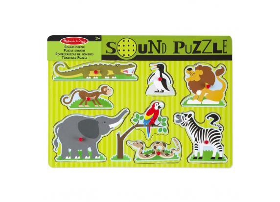 Melissa & Doug Geluidspuzzel met dierentuindieren - Houten knoppuzzel met geluidseffecten (8 stukjes) - Ontwikkelingsspeelgoed voor Kinderen - Geweldi