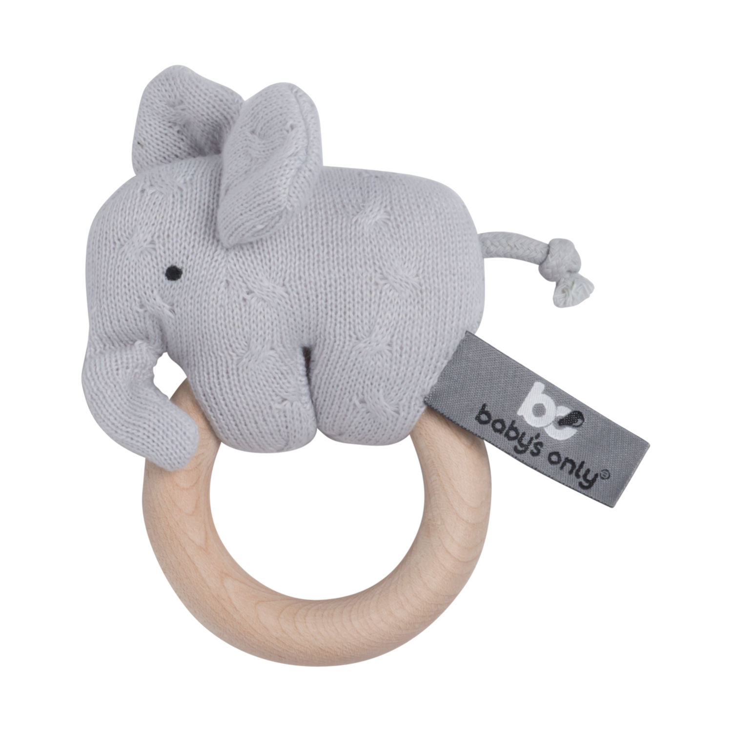 Baby's Only Olifant Houten Rammelaar Zilvergrijs