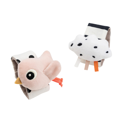 Done by Deer Happy Clouds Polsrammelaar – Set van 2 stuks - Poederroze