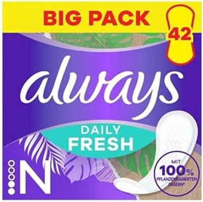 Always Daily Fresh Inlegkruisjes Long, met 100% plantaardige vezels, 38 stuks, zonder geur