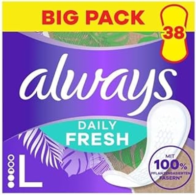 Always Daily Fresh Inlegkruisjes Long, met 100% plantaardige vezels, 38 stuks, zonder geur
