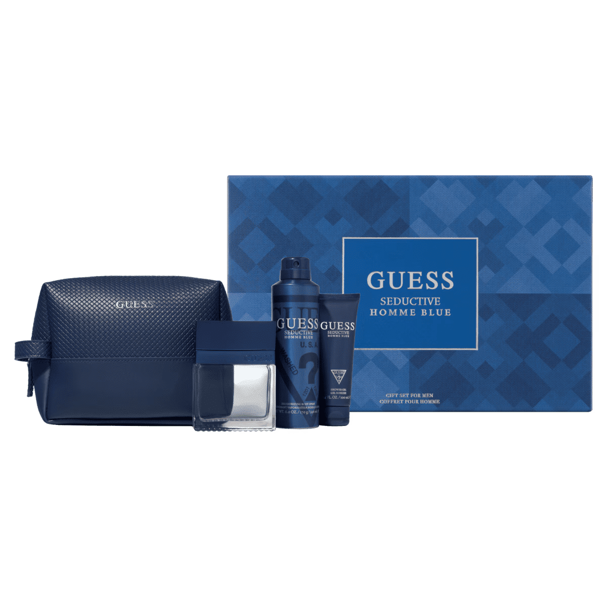 Guess Seductive Blue Men Giftset: Eau de Toilette 100 ML , Bodyspray, Toilettas 3 EA