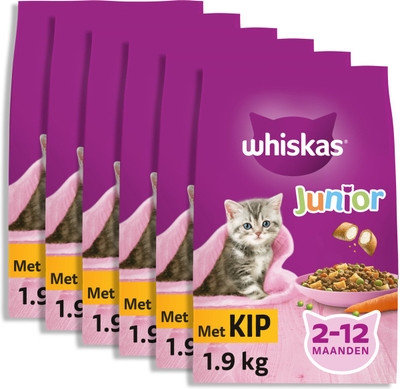 Whiskas Junior - Kattenbrokken - Kip - zak 6 x 1.9 kg kattenbrokken