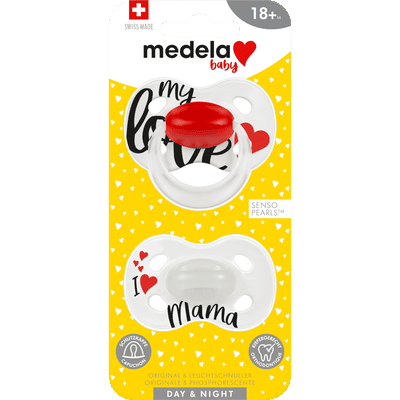 Medela Baby Fopspeen Day & Night Love Mama 18+ Mnd 2 Stuks