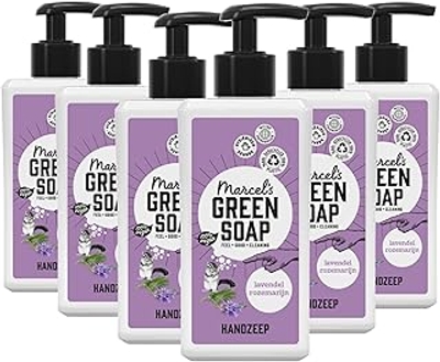 Marcel's Green Soap - Handzeep lavendel en rozemarijn - vloeibare zeep dispenser - 100% milieuvriendelijk - 100% veganistisch - 97% biologisch afbreekbaar - verpakking van 6 stuks - 250 ml