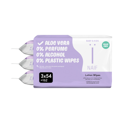 Naif Plasticvrije Lotion billendoekjes - 162 stuks