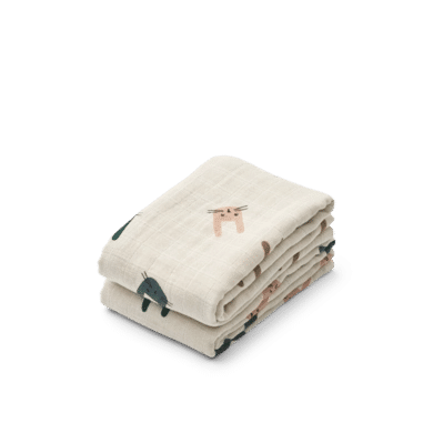 Liewood hydrofiele doek Lewis afmeting 65x65 - set van 2 Hydrofiele luiers Beige