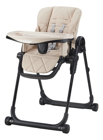 MamaLoes Mason - Baby & Kinder Eetstoel - Verstelbare Kinderstoel - Inklapbaar & Hoogte Verstelbaar - Beige - Max. 15 kg