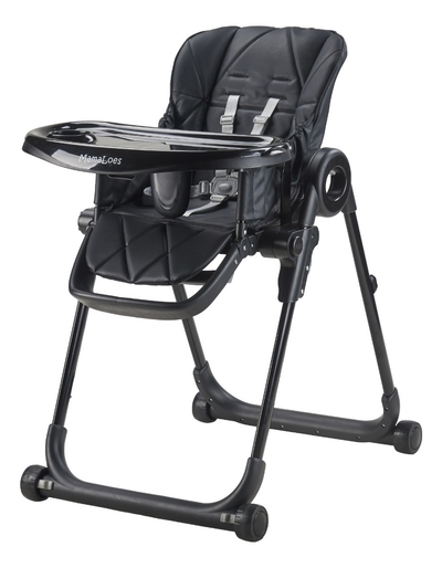 MamaLoes Mason - Baby & Kinder Eetstoel - Verstelbare Kinderstoel - Inklapbaar & Hoogte Verstelbaar - Zwart - Max. 15 kg