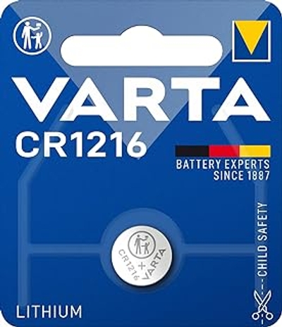 Varta CR1216 batterijen, Lithium knoopcel verpakking met 1 knoopcel in originele blisterverpakking, 1 stuks