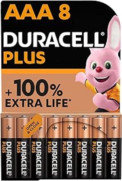 Duracell Plus AAA Alkaline Batterijen [Pack van 8], 1.5V LR03 MN2400