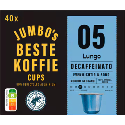 Jumbo's Lungo Decaffeinato Koffiecups 40 Stuks