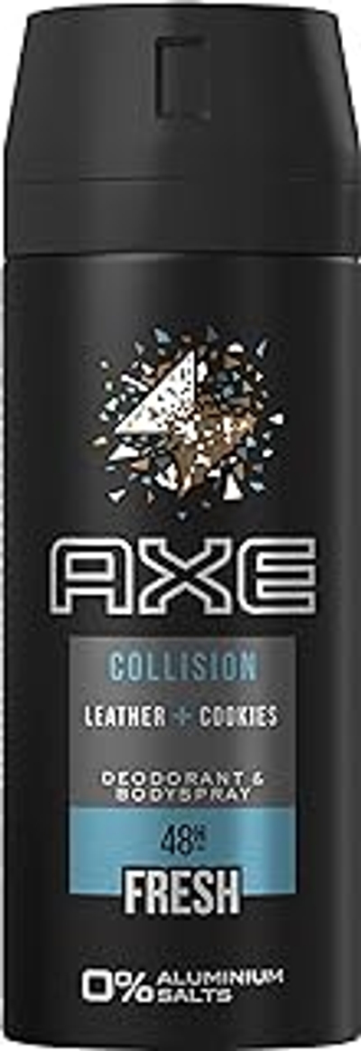 Axe Bodyspray Leather & Cookies Deo zonder aluminium bestrijdt geurvormende bacteriën en onaangename geurtjes, 150 ml, 3 stuks