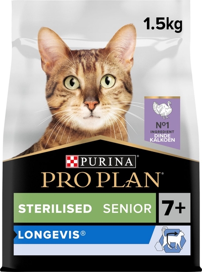 Pro Plan Sterilised Senior - Kattenvoer Droogvoer - Kalkoen - 1.5 kg kattenbrokken