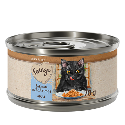 24x70g Zalm met Garnalen Feringa Juicy Fillet Katten Natvoer - natvoer katten