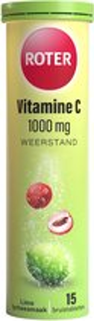 Roter Vitamine C 1000 mg bruis - Ondersteunt je natuurlijke weerstand - Suikervrij - Vegan - Met lekkere frisse limoen-lycheesmaak - 15 bruistabletten