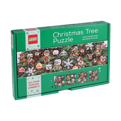 Lego Christmas Tree Puzzle: Four Connecting 100-Piece Puzzles