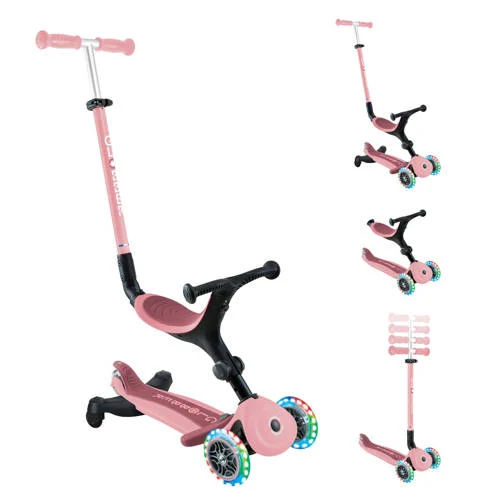 Globber Go Up Active Lights Pastel Pink 360