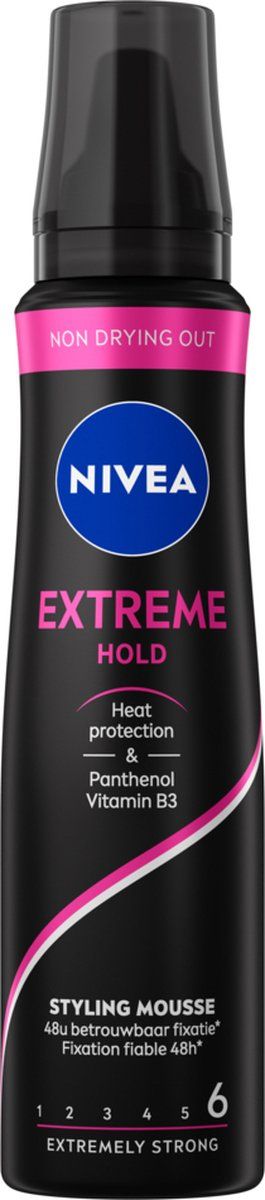 NIVEA Extreme Hold Hair Styling Mousse - Haarmousse - 48 uur Fixatie - Verrijkt Met Vitamine B3  6 x 150ml