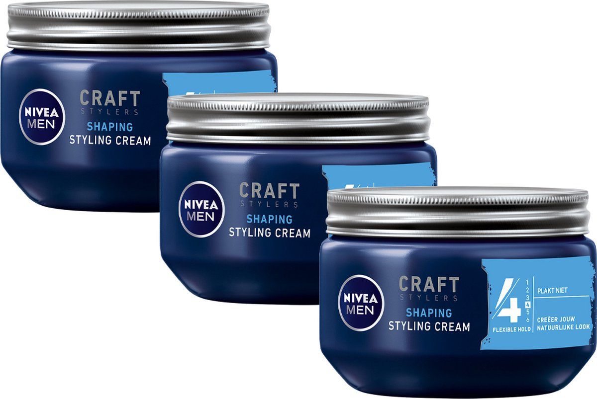 NIVEA MEN Styling Cream Haargel - Hairstyling - Gel met Hydraterende Vitamine B3 en Panthenol  3 x 150 ml