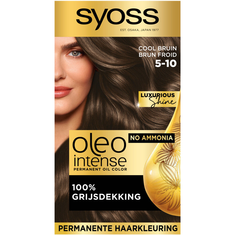 Syoss Oleo Intense - 5-10 Cool Bruin - Permanente Haarverf - Haarkleuring - 1 stuk