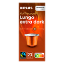 Plus Koffiecups lungo extra dark Fairtrade 20 st