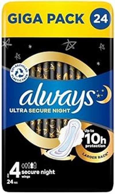 Always Ultra maandverband met vleugels Secure Night - 24 stuks