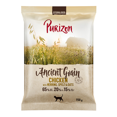 150 g Ancient Grain Sterilised Kip & Vis Purizon Katten Droogvoer - kattenbrokken
