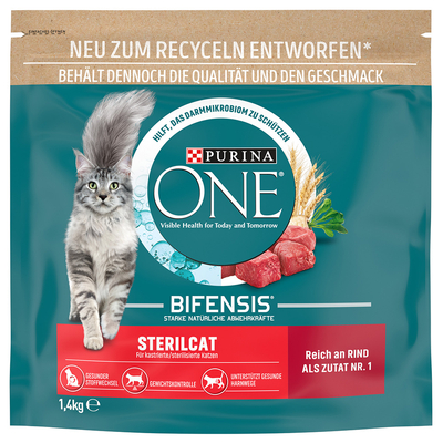 PURINA ONE Sterilcat Katten droogvoer met rundvlees & tarwe, Adult, 1.4 kg